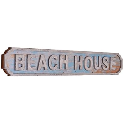 Beach House Sign Wooden Beach Themed Framed Wall Art Decor for Home Rustic Vintage Summer Ocean Large Hanging Decorative… 41wjzuT9xJL