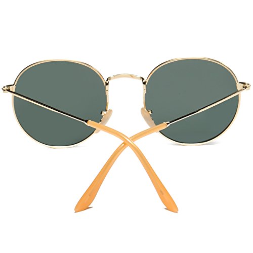 Dollger Lennon Style Vintage Circle Hippie Sunglasses with Polarized Lens (Crystal Green Lens+Gold Frame, Premium Polarized Lens)