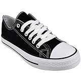 Fashion Thirsty Womens Canvas Lace Up Plimsoll Flat Gym Shoes Trainers Sneakers Size