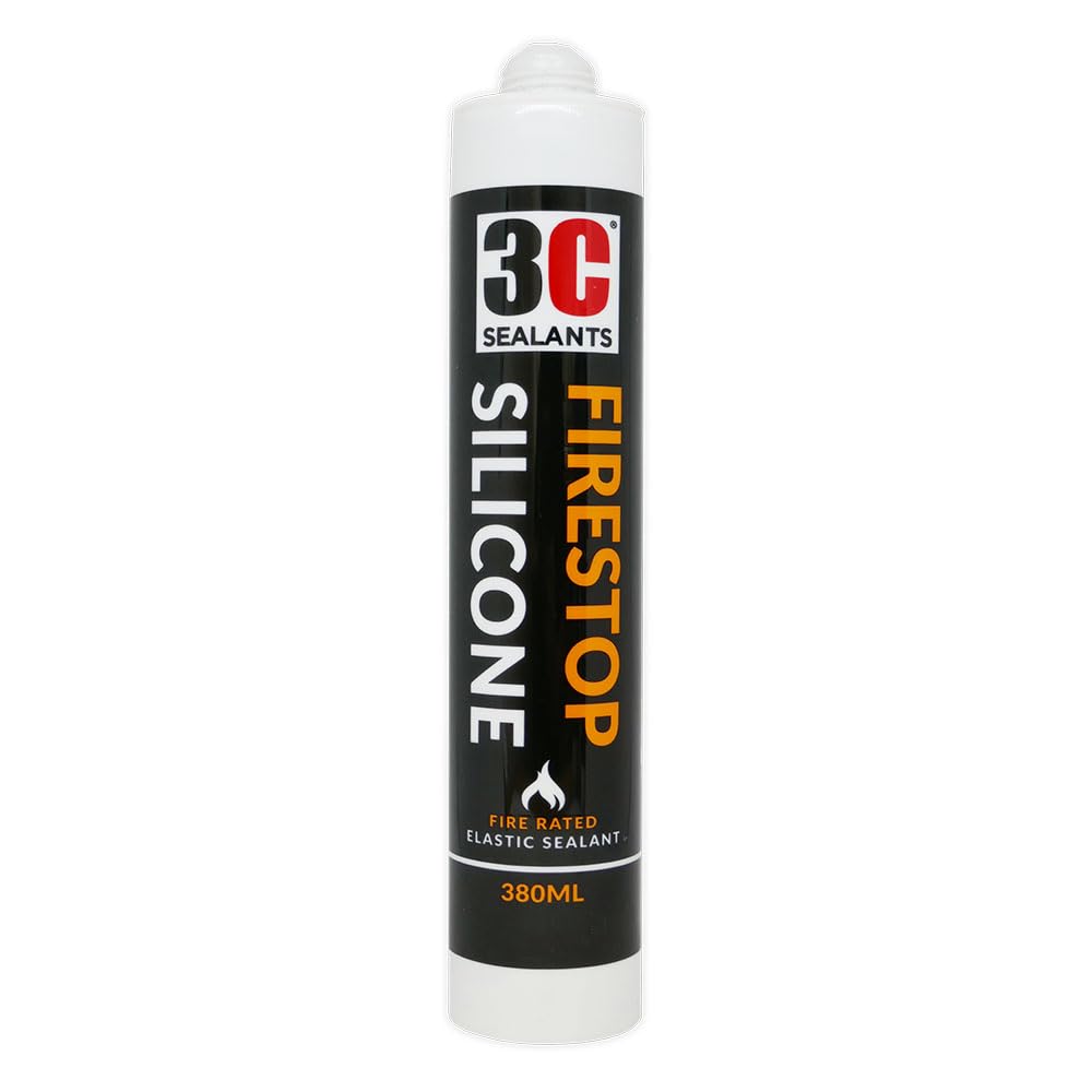 3C Sealants Firestop Silicone Fire Rated Elastic Sealant 380ml (White) 4-Hour Fire Rated, 25mm Joint Width, Non Slumping