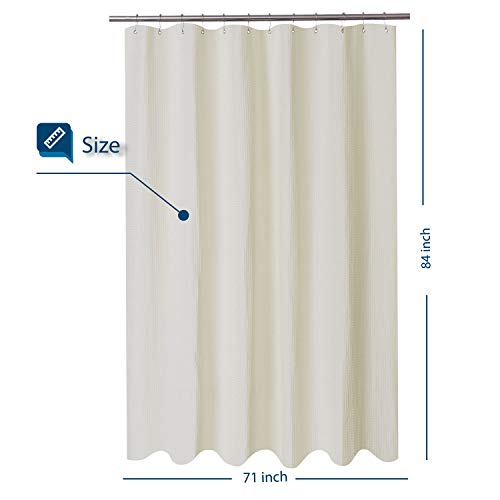 Extra Long Fabric Waffle Weave Shower Curtain 84 inch Height, Hotel