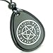 BestAmulets Amulet Magical Pentacle Runic Star Powerful Defense Black Agate Pendant Necklace