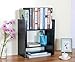 PAG Adjustable Desktop Shelf Wood Small Bookshelf Desk Supplies Organizers and Accessories Storage Display Rack Office Decor, Black