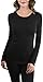 ToBeInStyle Women's Cotton-Blend Crew-Neck Staple Top with Long Sleeves - Black - M