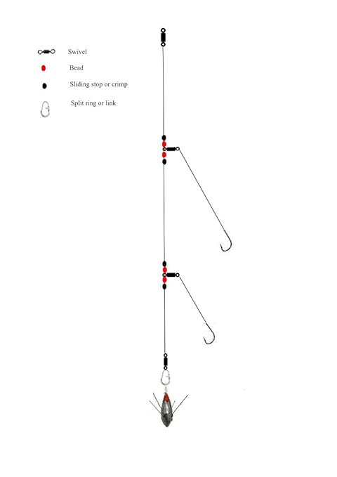 Searigs Sea Fishing Rigs 2 Hook Flapper X 3 Bass Cod Whiting