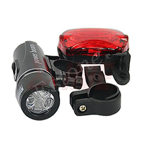 NNDA CO New Waterproof 5 LED Lamp Bicycle Bike Front Head Light + Rear Safety Flashlight