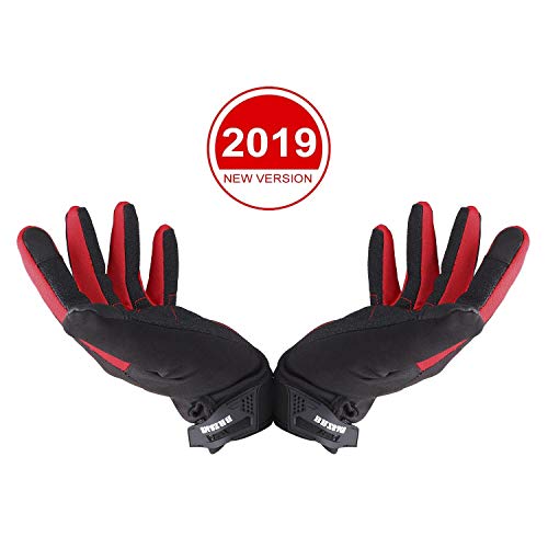BRZSACR Cycling Bike Bicycle Motorcycle Gym Gloves Men Full Finger with Screen Compatible, Shockproof Foam Padded Riding Biking Glove Outdoor Sports Waterproof and Breathable MTB Glove (red, m) - Thumbnail 7