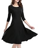 OUGES Women's 3/4 Sleeve Fit and Flare Dress,with Pocket