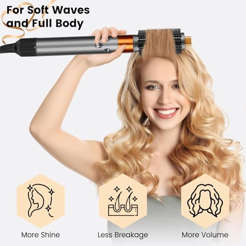 LBOYLOVE® Upgraded Round Volumizing Brush Attachment for Dyson Airwrap – Compatible with HS01/HS05/HS08, Premium Bristles for Dry Hair, Root Lifting & Bang Styling, Smooth Voluminous Results