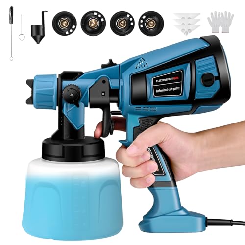 Paint Gun, 800W HVLP Electric Paint Sprayer with 1400 ml Container, Maximum Flow of 1000 ml/min, 5 Nozzles for Spraying and Cleaning DIY