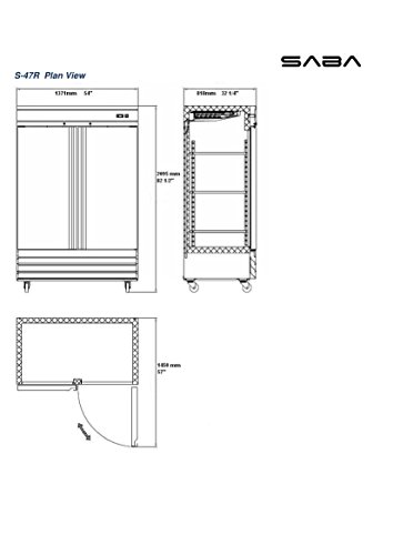 SABA Heavy Duty Commercial Two Solid Door Reach-In Refrigerator - Thumbnail 6
