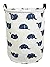 CLOCOR Large Storage Basket,Canvas Fabric Waterproof Storage Bin Collapsible Laundry Hamper for Home,Kids,Toy Organizer (Blue Elephants)