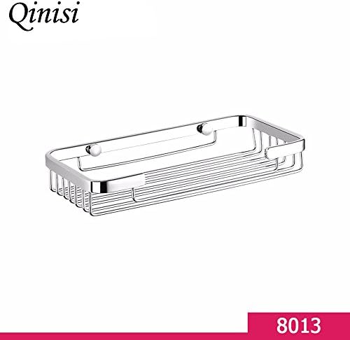 Modern Bathroom Shampoo Conditioner Soap Shelf Basket Cosmetic Holder Storage Organizer Solid Brass Shower Caddy Rack Heavy Duty Wall Mounted, Chrome