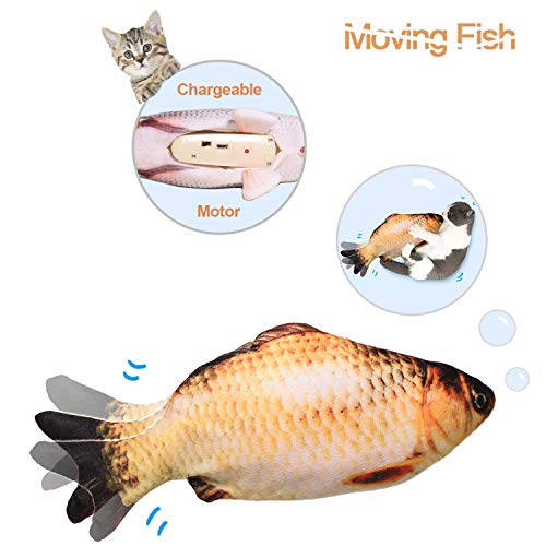 Leven Moving Fish Cat Toy, Electric Cat Kicker Toy, Realistic Flopping Fish Simulation, Wiggle Fish Catnip Toys, Motion Activated Kitten Toy, Plush Interactive Cat Toys, Kitty Toy for Cat Exercise