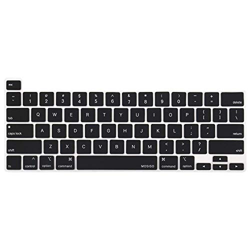 MOSISO Keyboard Cover Compatible with MacBook Pro 16 inch 2019 Release A2141 with Touch Bar & Touch ID & Retina Display, Waterproof Dust-Proof Protective Silicone Skin, Black