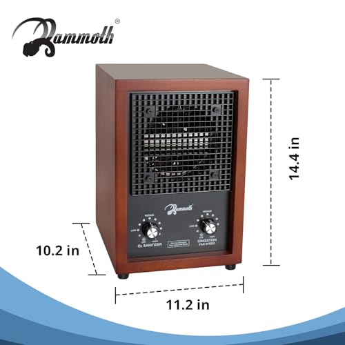 Mammoth Ion and Ozone Generator 3000 mg/hour, Adjustable up to 3,500 SqFt Ionizer & Deodorizer Ozone Odor Eliminator- Ozone Machine Wooden Design Ideal for Dust, Pollen, Pets & Smoke Smell