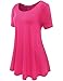 JollieLovin Women's Short Sleeve Loose Fit Flare Hem T Shirt Tunic Top (Rosepink, L)