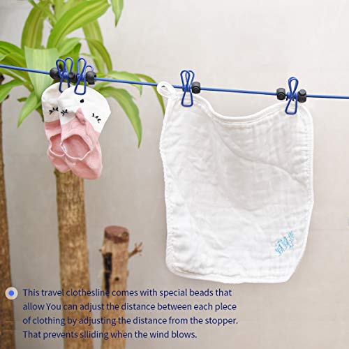 XUCOO Portable Travel Clothesline with Clothespins Easy to Carry and