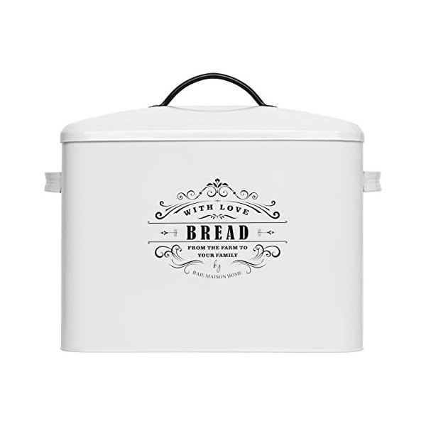 Extra Large White Farmhouse Bread Box for Kitchen Countertop Holds 2