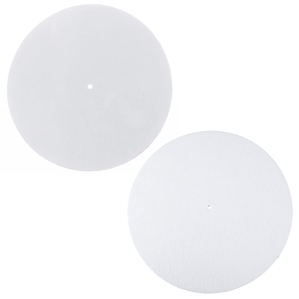 Gereiny 3MM Thick Anti-Static Felt Platter Turntable Mat Anti-Vibration Slipmat Audiophi White