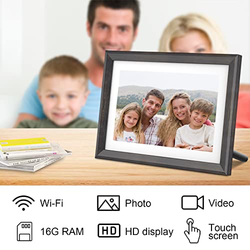 YunQiDeer Digital Picture Frame WiFi 10.1 inch IPS Touch Screen HD