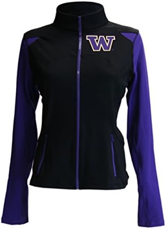 Washington Huskies NCAA Twin Vision Activewear Women's Yoga Track Jacket (Black) (Large)
