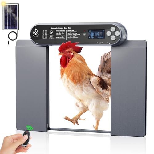 Photo 1 of Automatic Chicken Coop Door Solar Powered with Timer - LCD Display Automatic Chicken Door - Light Sensor - Aluminum Alloy Chicken Door with Remote Control - 5 Modes Automatic Coop Door Solar