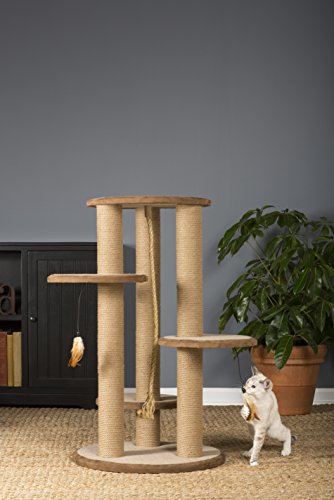 Prevue Pet Products Kitty Power Paws Multi-Platform Posts with Tassel Toys, Natural