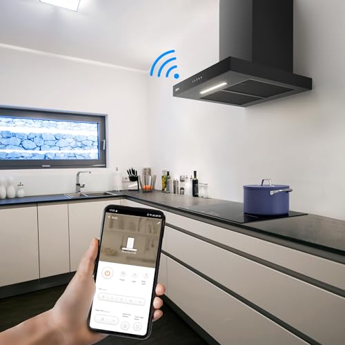 CIARRA CBCB6102 Extractor Hood 60 cm A+++ 650 m³/h – App & TouchControl – 4 Speeds + Booster – Recycling & Evacuation – Carbon Filter CBCF003 – Black