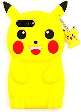 iPhone 7 Plus Pikachu Cartoon Rubber Case, Lucky Pumpkin Cute 3D Animal Covers With Neck Strap 3D Cartoon Cute Lovely Drop Resistant Sleek Design Brand New Gift (Yellow, iPhone 7)