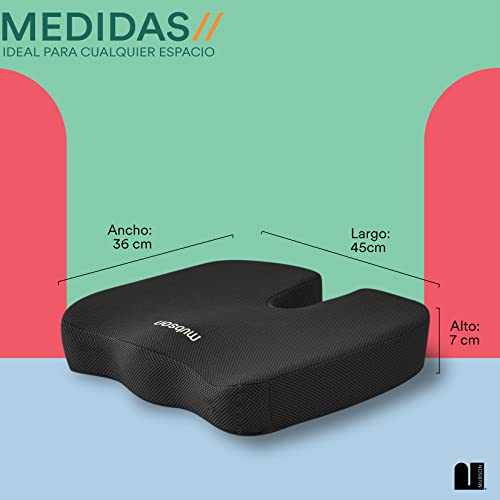 MUBSON Cojin para Coxis y Ciatica de Gel para Mejorar Postura y Reducir Dolores de Espalda. Cojin para Silla Gamer o de Oficina. Cojin Ortopedico con Base Antideslizante. Coccyx Seat. Donut Pillow