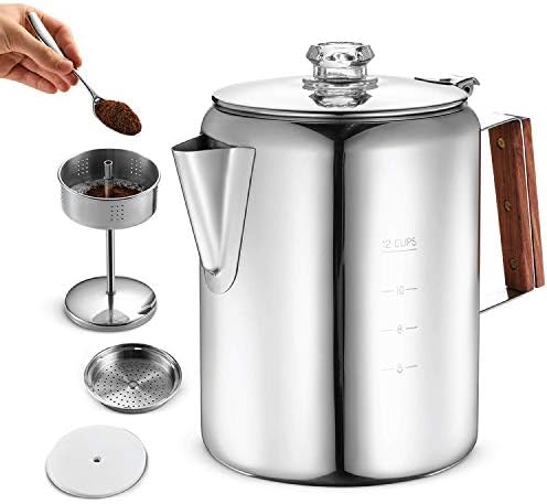 Eurolux Percolator Coffee Maker Pot 12 Cups Durable Stainless Steel Material Brew Coffee On