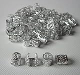 Dread Lock Dreadlocks Braiding Beads SILVER Metal Cuffs Hair Accesories Decoration Filigree Tube 6mm 12pcs Pack