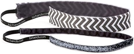 BIC Bands Women's Non Slip Headband (2 Pack) Thin Gray/Minnie Sparkle Gunmetal