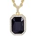 Cuccu 14K New Gold Plated Mens Iced Out Ruby Octagon Hip Hop Pendant with 3mm 24