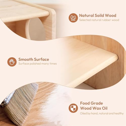 AM ANNA Montessori Wooden Table and Chair Set, Kids Natural Wood Construction, Kids Activity Desk with Storage, 38x36x33cm Table and 31x30x28cm Chair