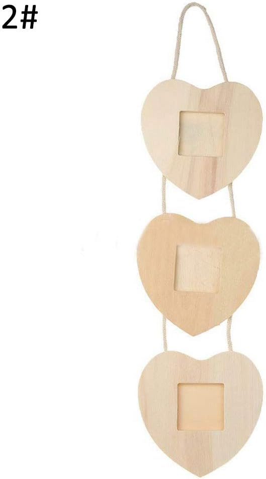 lamta1k 3 Pockets Wooden Love House Star Flower Apple Hanging Photo Frame HomeHigh Quality and Practicality Decor - Love