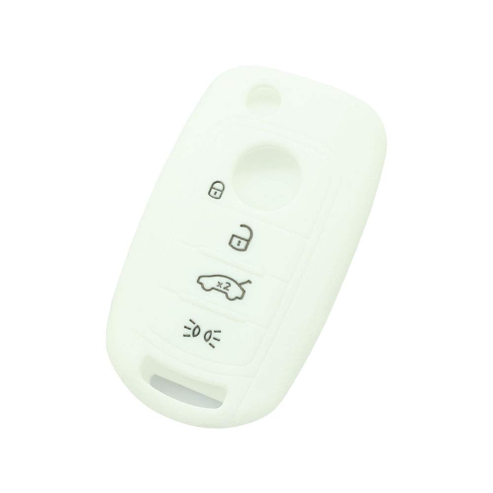 BROVACS Silicone Cover Protector Case Holder Skin Jacket Compatible with FIAT DODGE 4 Button Flip Remote Key Fob CV9262 White