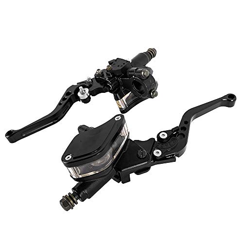 Aluminum 7/8" 22mm Motorcycle Dual Pump Hydraulic Handles Brake Clutch Levers Cylinder Master Reservoir Set For Ducati For Suzuki For Street Bike (Black)