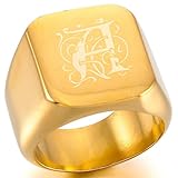 MeMeDIY Gold Stainless Steel Ring Signet - Customized Engraving
