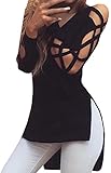 Ybenlow Women's Lace Up Sexy Slit T Shirt Blouse Top