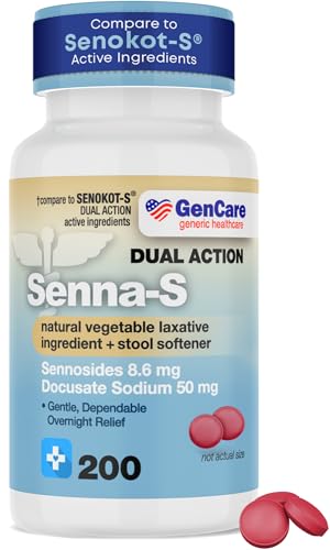 Gencare Senna-S Laxative Stool Softener Dual Action 200 Ct