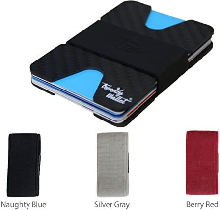 Next Gen Ultra Slim Minimalist Mens Wallet, Money &amp; Card Holder (4 Bands (Silicone, Naughty Blue, Silver Gray &amp; Berry Red))