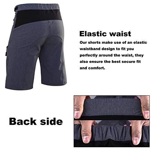 Hiauspor Men's Loose Fit Cycling Shorts MTB Bike Shorts Water Ressistant for Biking,Hiking
