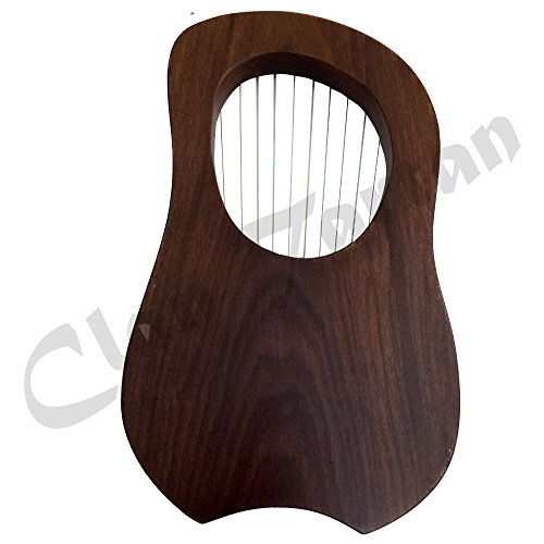 Lyre Harp 10 Metal String Instruments Shesham Wood/Lyra Harp/Lyre Harfe/Case - Thumbnail 2