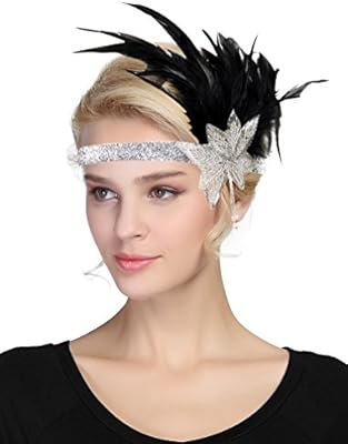 Women S Vintage 1920s Great Gatsby Flapper Headband Feather