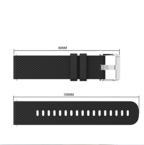 MoreToys Silicone Watch Band Replacement Wristband Strap for Garmin Vivoactive 3, Smasung Gear S2 Classic, Moto 360 2nd Gen 42mm, Garmin Vivomove HR, Huawei Watch 2 Smart Watch (Black) - Thumbnail 2