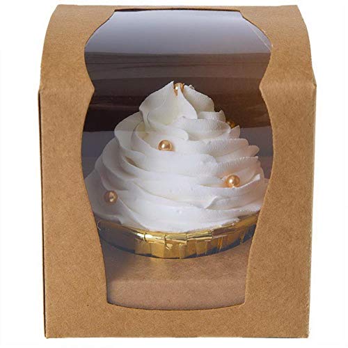 IXL 9x9x9cm Individual Cupcake Containers Cake Boxes Wedding Gift Boxes Gift Boxes Cupcake Box Cupcake Holders,Chocolate… - Afbeelding 5