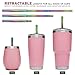Sunnywoo Collapsible Reusable Straws,Portable Stainless Steel Metal Drinking Foldable Straw with Rose Gold Travel Case & Cleaning Brush & Keychain & Silicon Tips for Adults and Kids (Rainbow Straw)