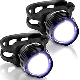 Stupidbright SBF-1 Strap-On Micro LED Front Bike Light Set (2 Pack: White & White)